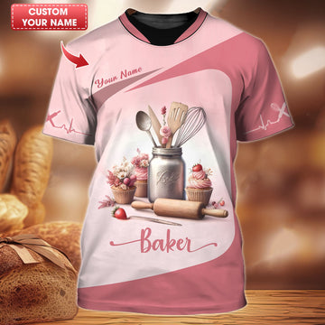 BigCrowns | Soft Pink Baking Essentials Personalized Baker Shirt