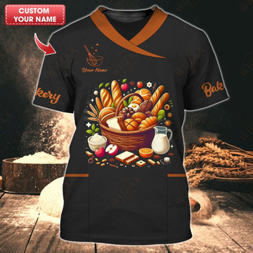 BigCrowns | Vibrant Artisan Bread and Ingredients Ensemble Personalized Baker Shirt