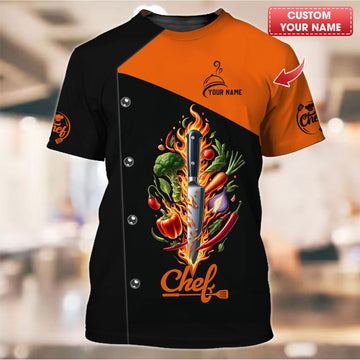 BigCrowns | Fiery Flavors and Fresh Produce Blend Personalized Chef Shirt