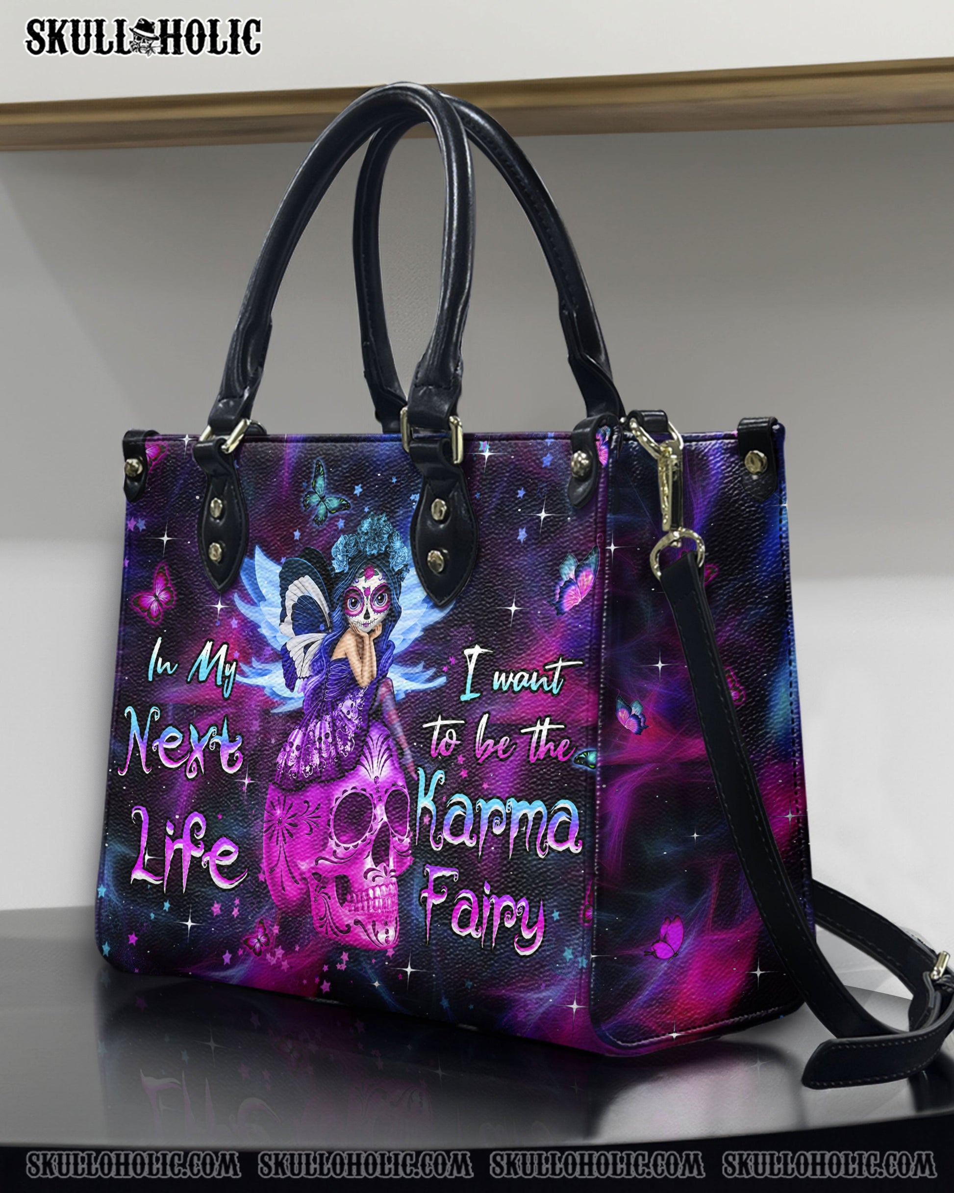 KARMA FAIRY SUGAR SKULL LEATHER HANDBAG - YHHN2203243