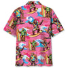 Bigfoot Surfing Red Beach Hawaiian Shirt