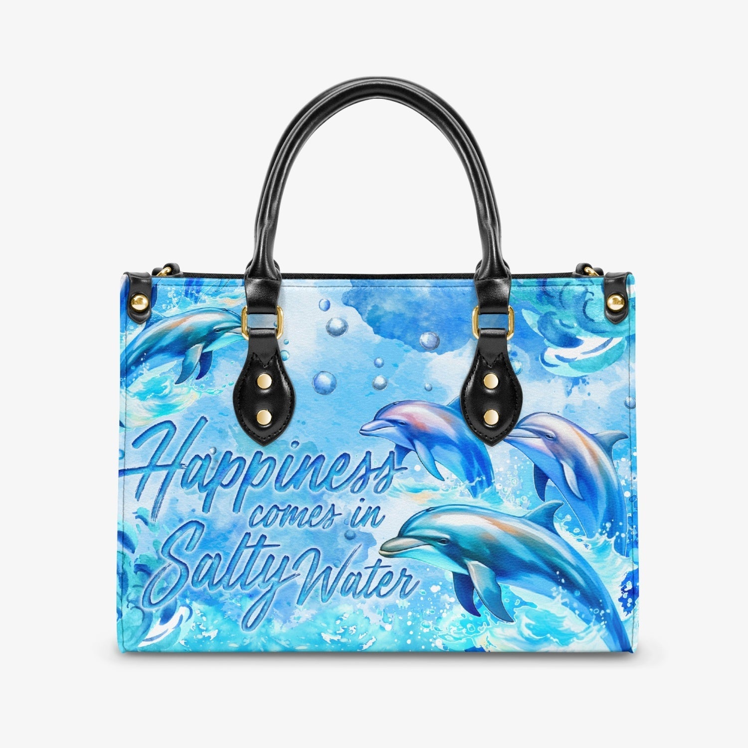 Bigcrowns HAPPINESS COMES IN SALTY WATER DOLPHIN LEATHER HANDBAG TYQY0504243