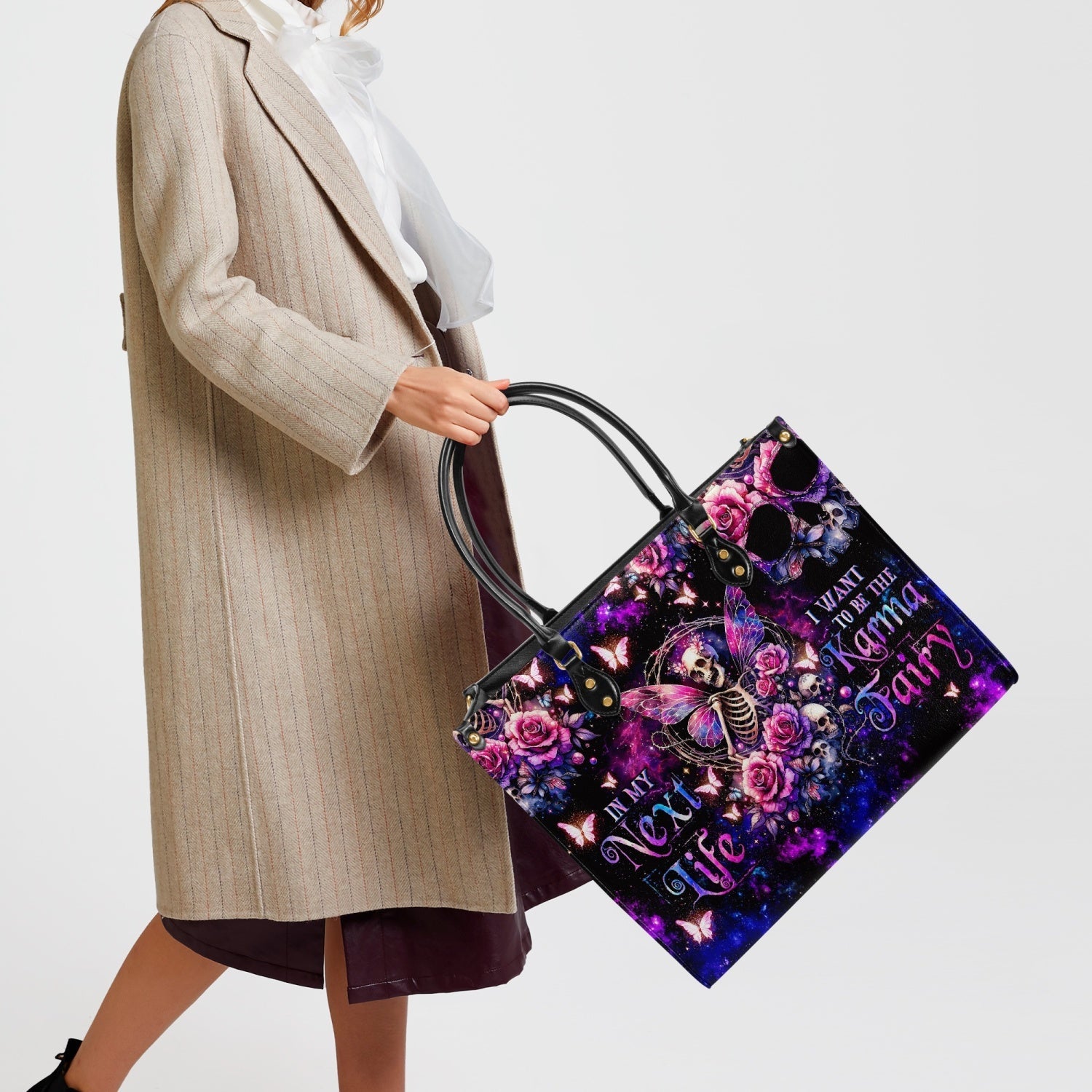 KARMA FAIRY SKELETON ROSE LEATHER HANDBAG - TLTW0304243