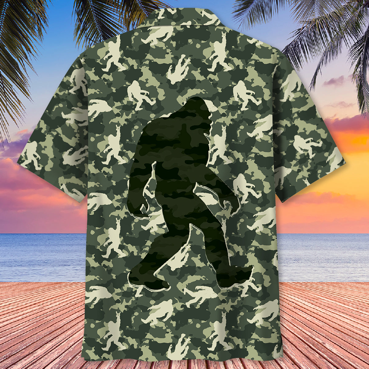 Bigfoot Believe Camouflage Hawaiian Shirt
