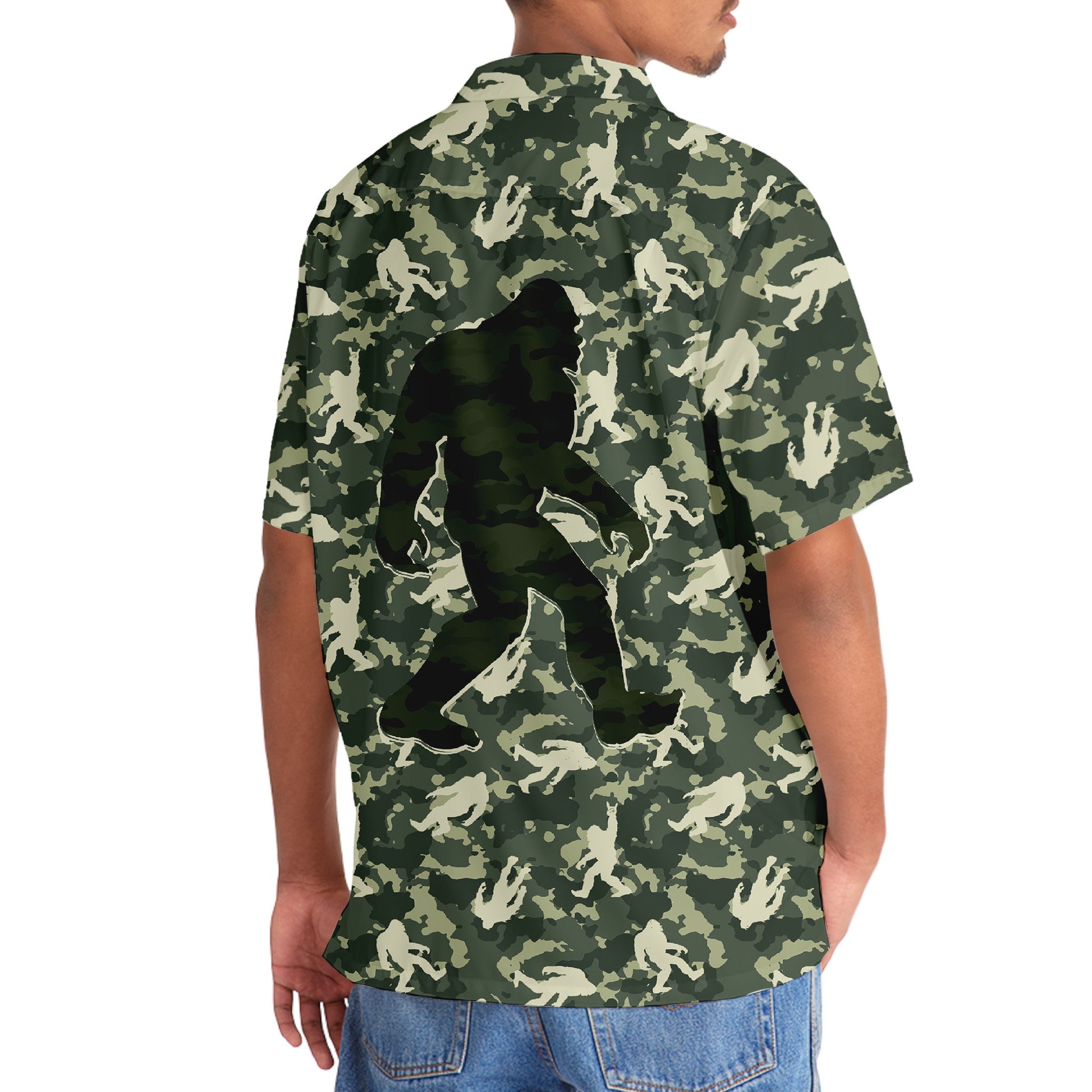 Bigfoot Believe Camouflage Hawaiian Shirt