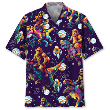 Bigfoot Dinosaur Retro Hawaiian Shirt