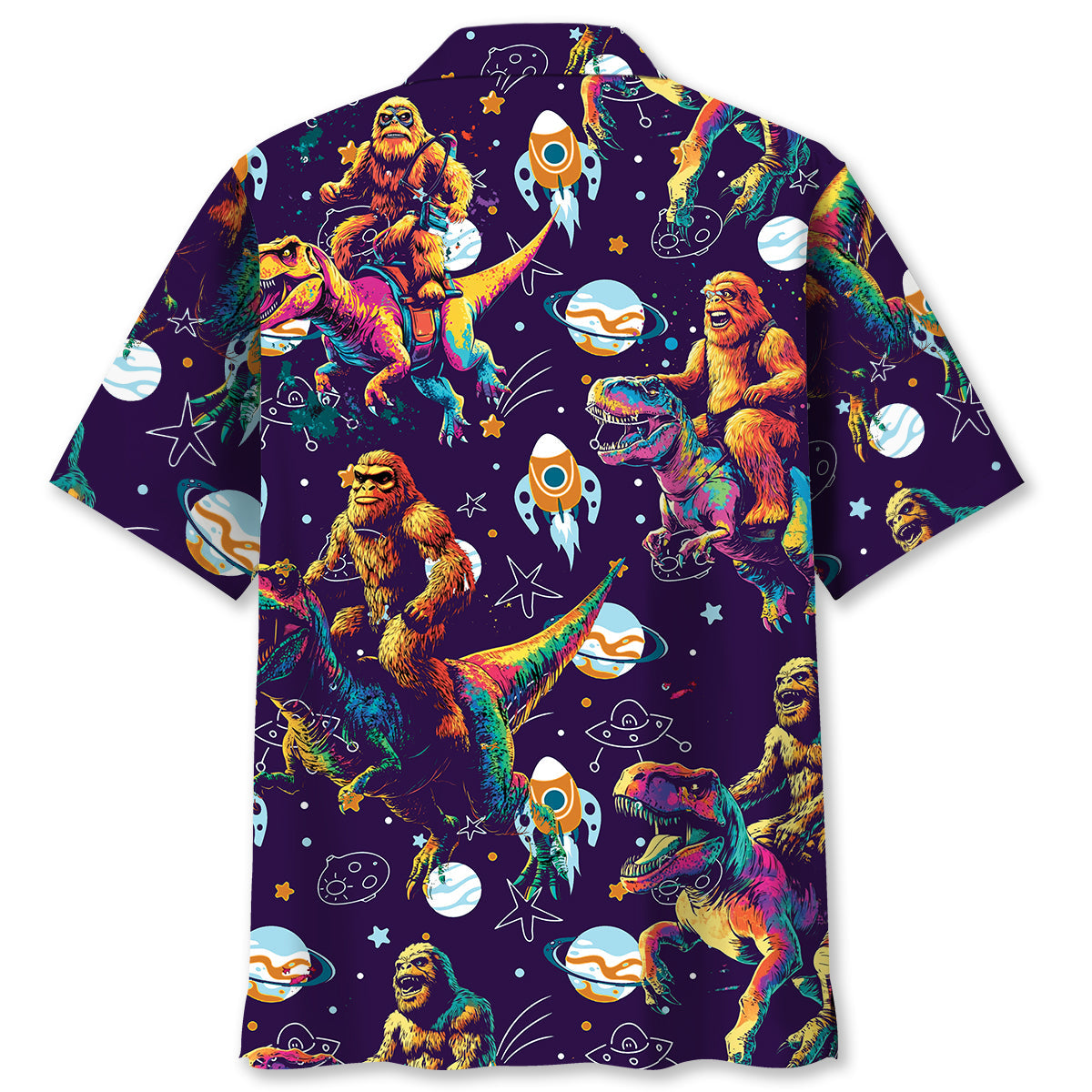Bigfoot Dinosaur Retro Hawaiian Shirt