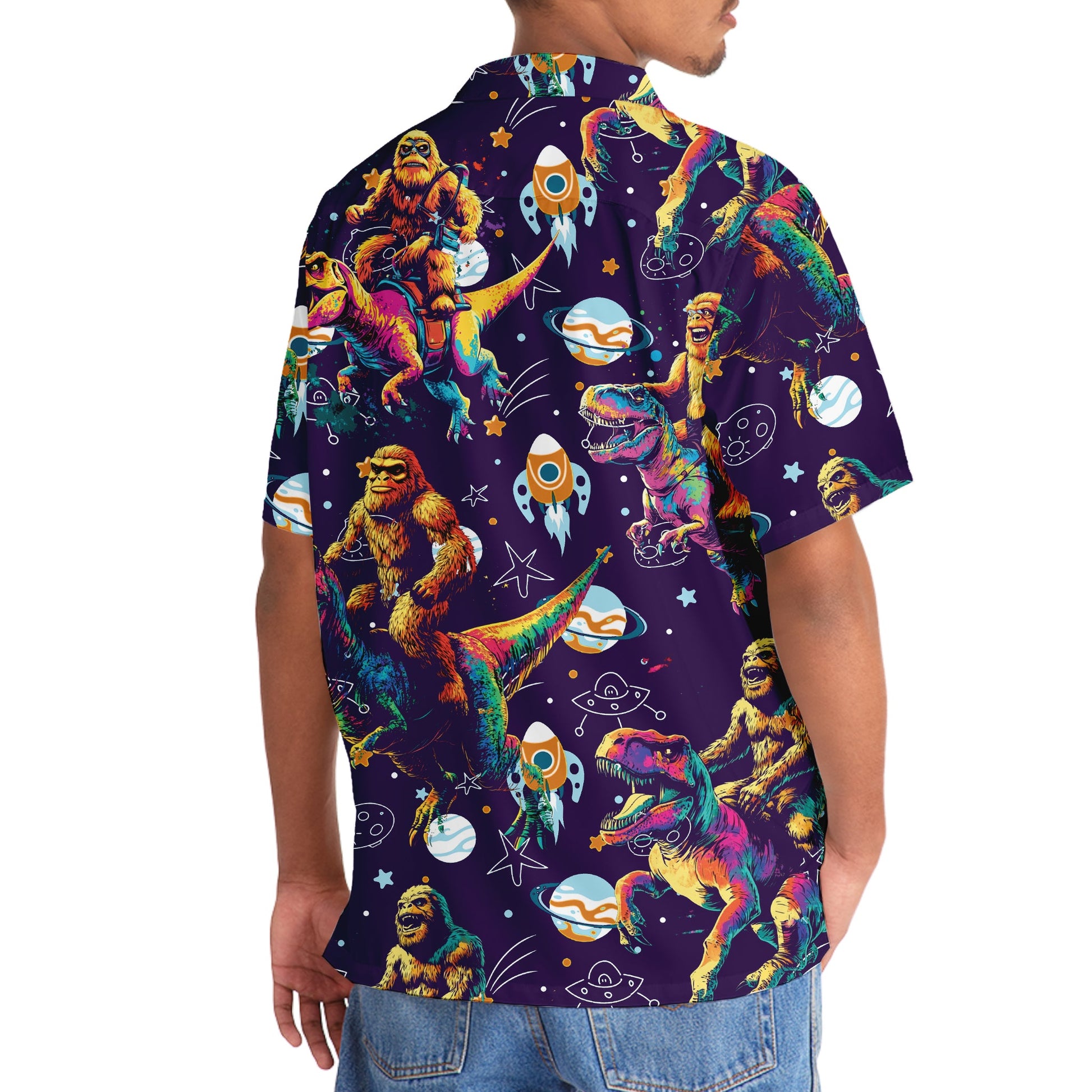 Bigfoot Dinosaur Retro Hawaiian Shirt