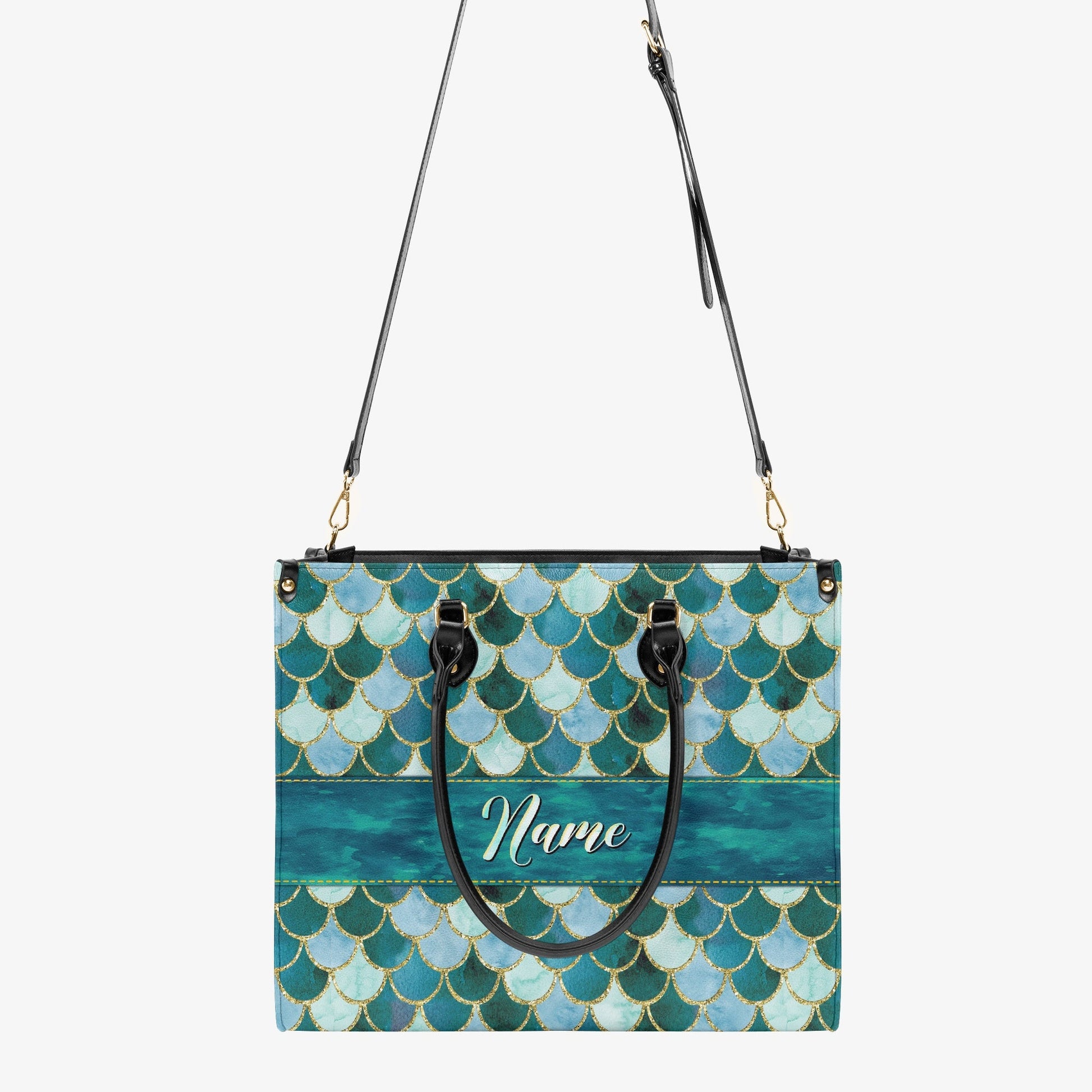 Bigcrowns SPARKLES MERMAID PATTERN LEATHER HANDBAG W2903241