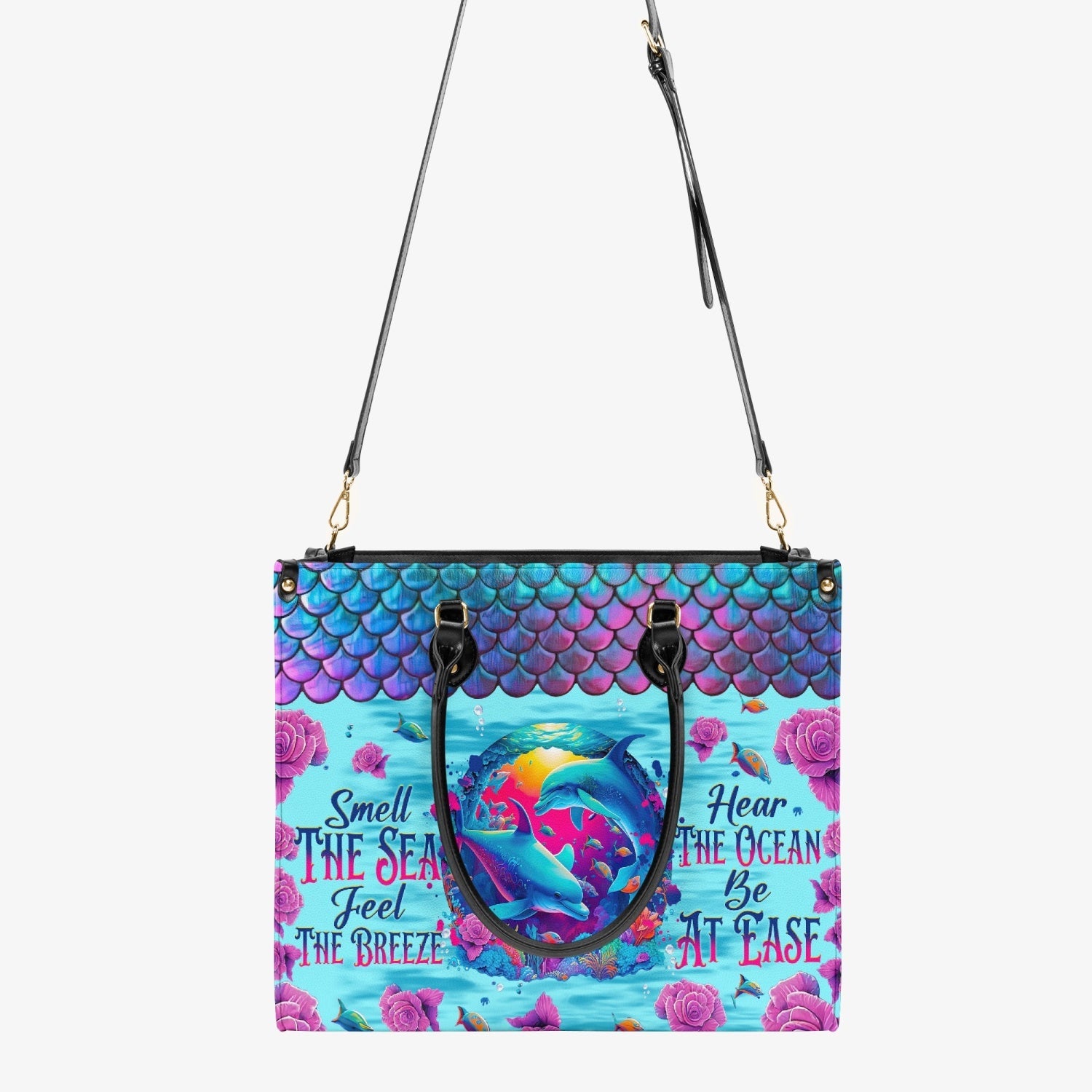 Bigcrowns SMELL THE SEA FEEL THE BREEZE DOLPHIN LEATHER HANDBAG T3003244