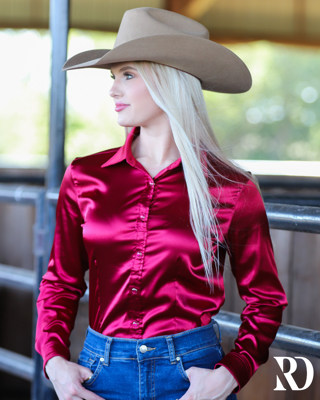 BURGUNDY SATIN PERFORMANCE RODEO SHIRT