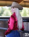 BURGUNDY SATIN PERFORMANCE RODEO SHIRT