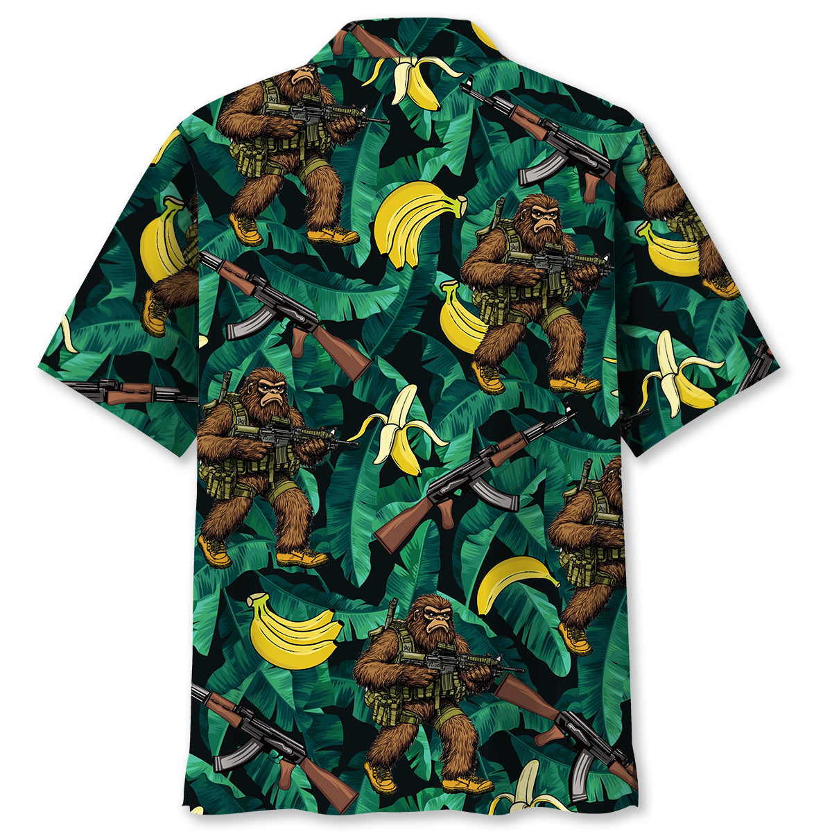 Bigfoot Military Banana Hawaiian Shirt