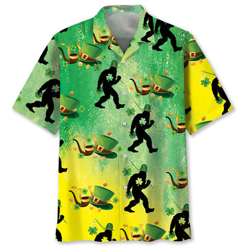 Bigfoot Shamrock Saint Patrick's Day Hawaiian Shirt