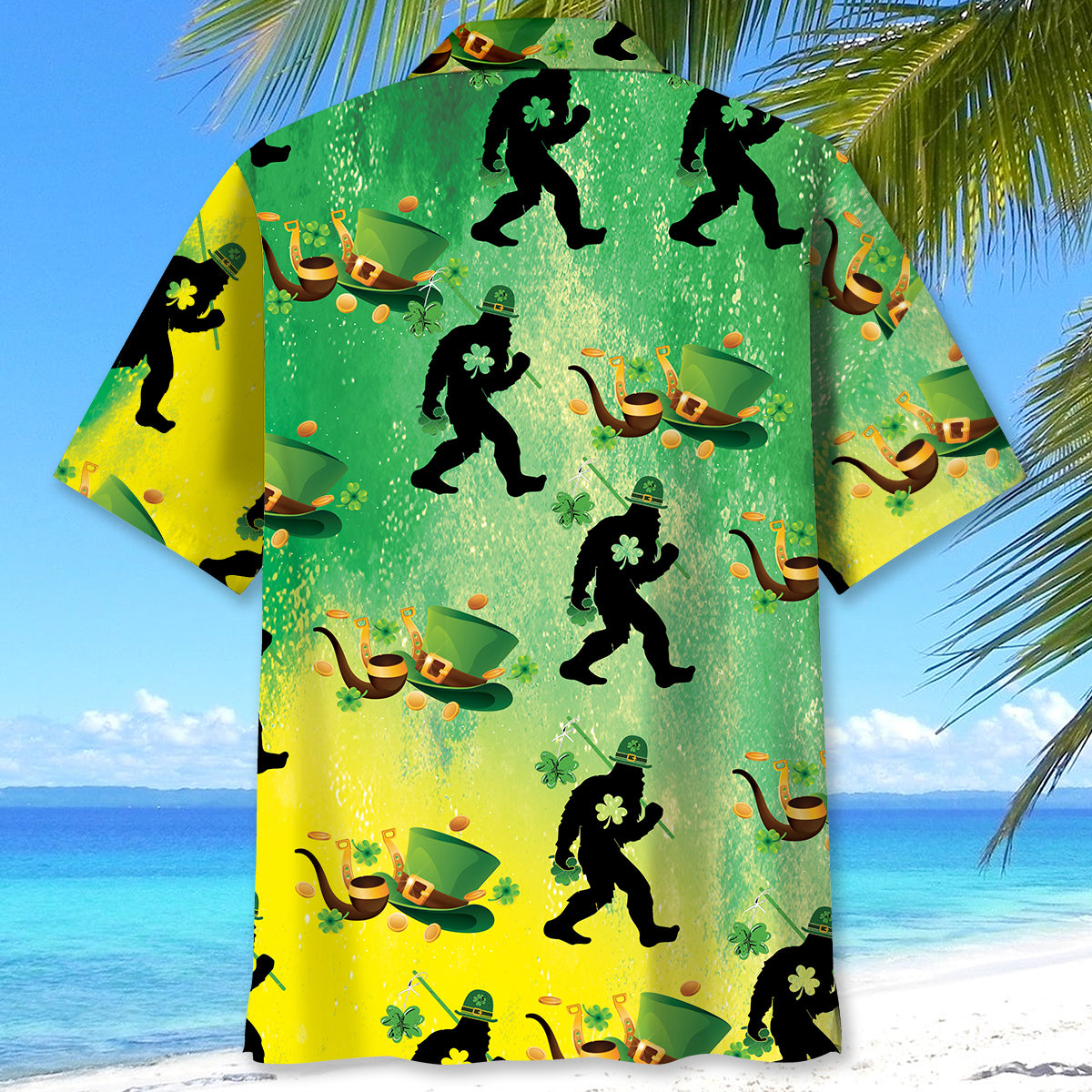 Bigfoot Shamrock Saint Patrick's Day Hawaiian Shirt