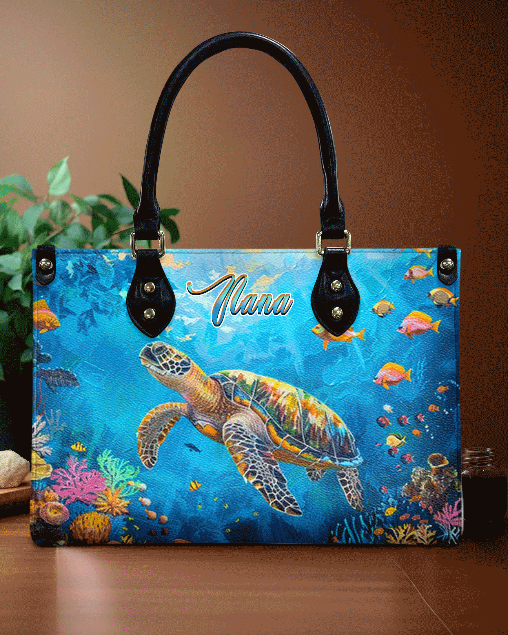 Bigcrowns OCEAN TURTLE LEATHER HANDBAG N2307244