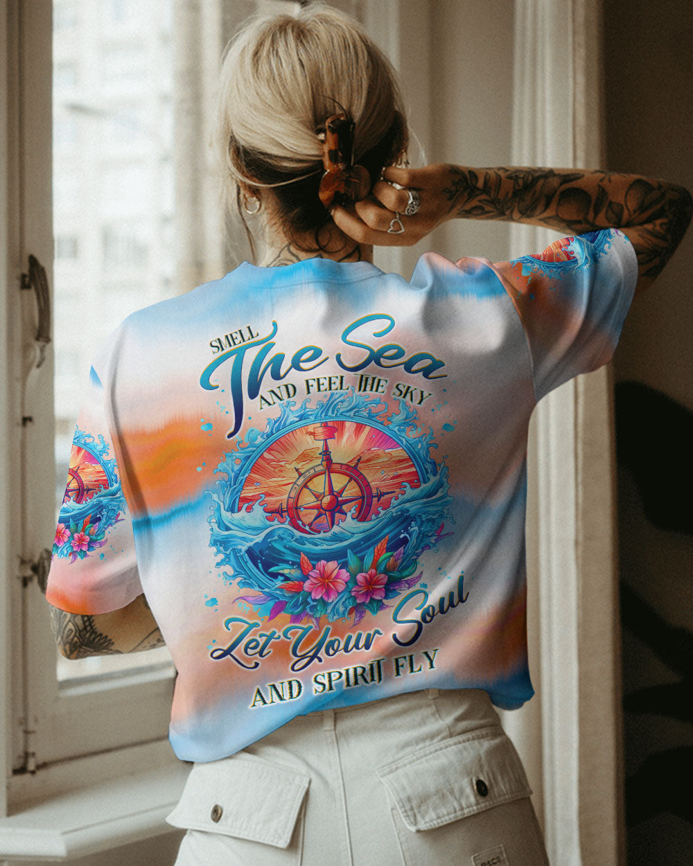 SMELL THE SEA AND FEEL THE SKY COMPASS ALL OVER PRINT - TLTW3105233
