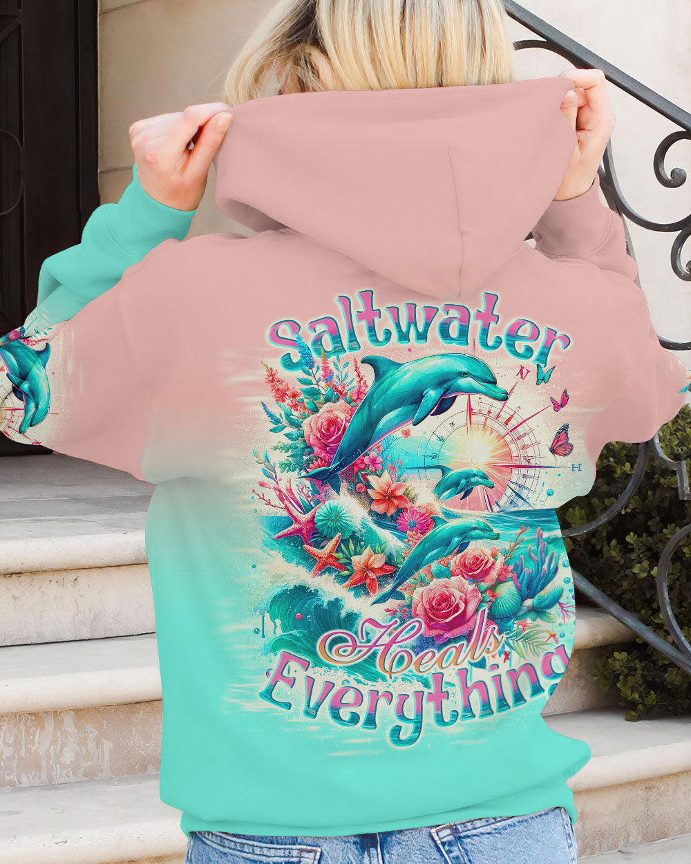 SALTWATER HEALS EVERYTHING DOLPHINS COMPASS ALL OVER PRINT - TLNO0612233