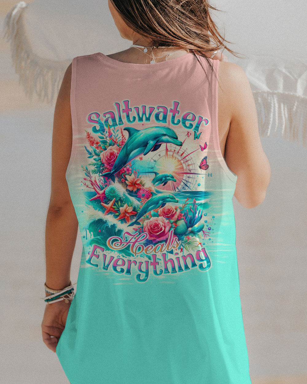 SALTWATER HEALS EVERYTHING DOLPHINS COMPASS ALL OVER PRINT - TLNO0612233