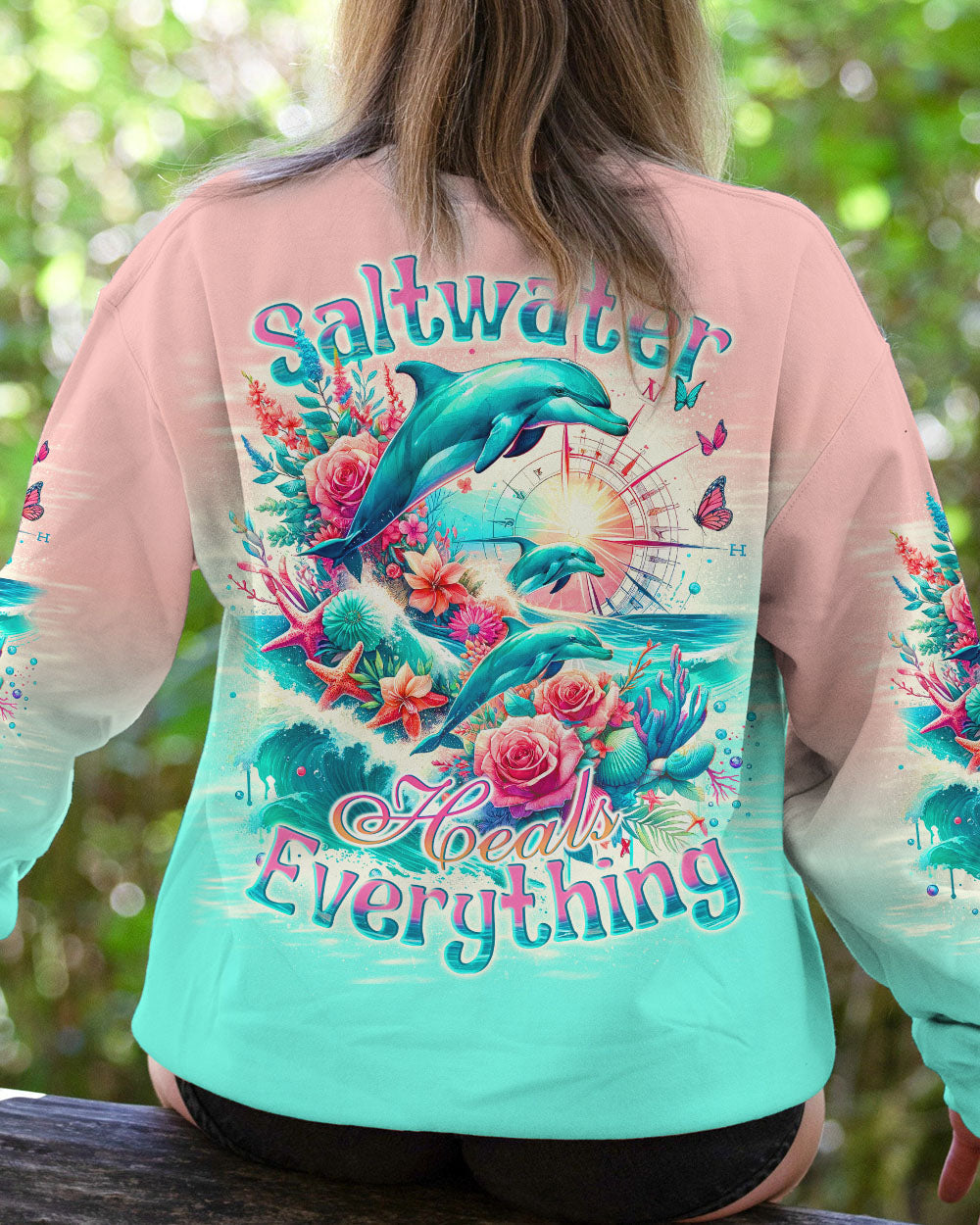 SALTWATER HEALS EVERYTHING DOLPHINS COMPASS ALL OVER PRINT - TLNO0612233