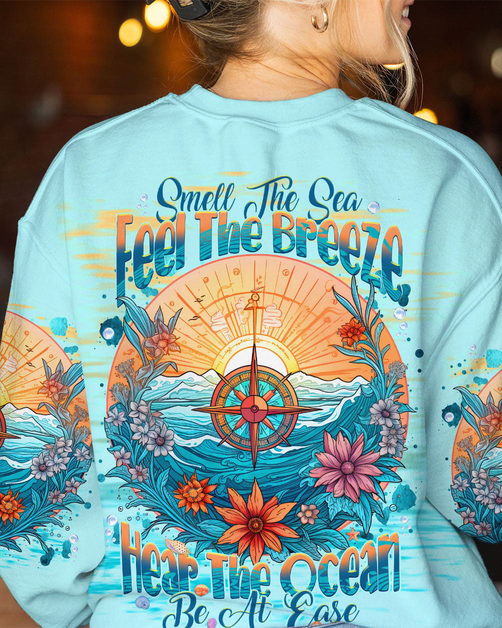 SMELL THE SEA FEEL THE BREEZE COMPASS ALL OVER PRINT - TLNT0609232