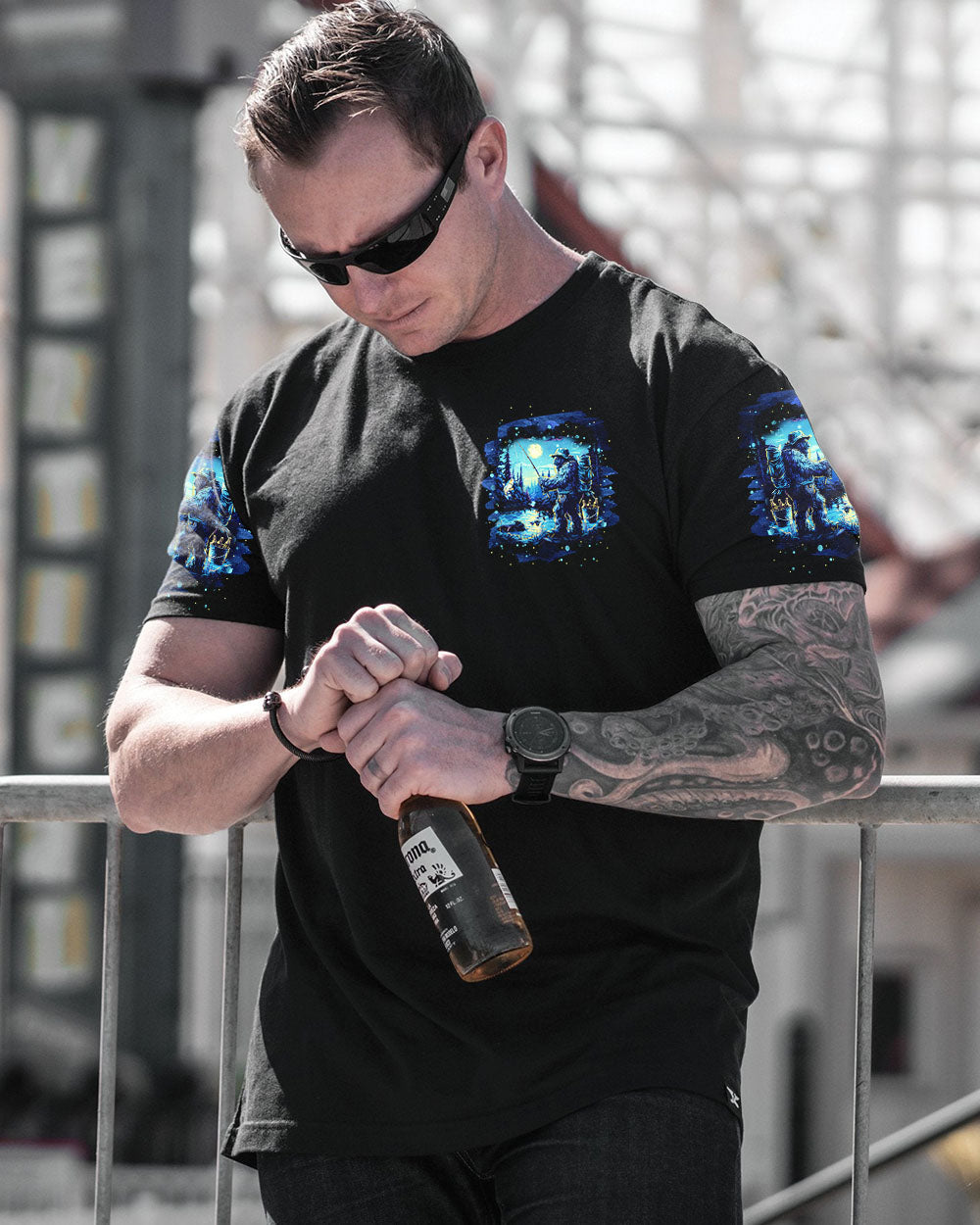 AND INTO THE FOREST I GO BIGFOOT FISHING ALL OVER PRINT - TLNT2102251