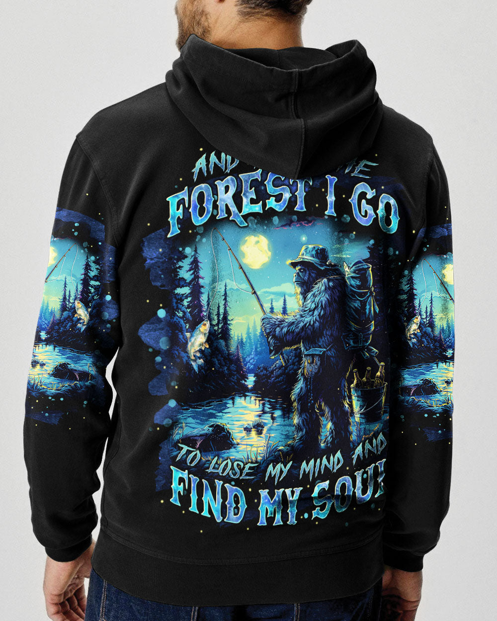AND INTO THE FOREST I GO BIGFOOT FISHING ALL OVER PRINT - TLNT2102251