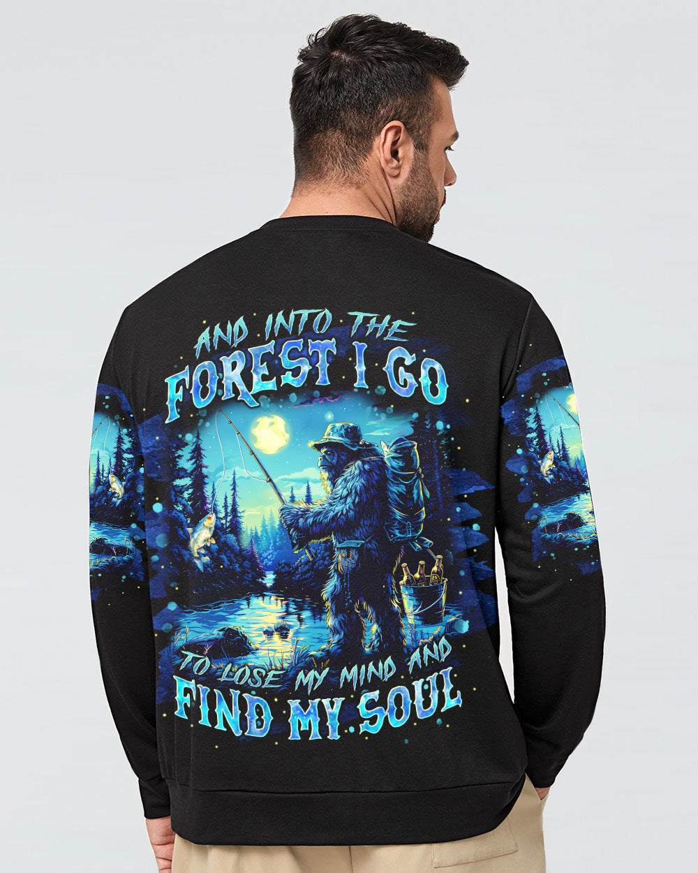 AND INTO THE FOREST I GO BIGFOOT FISHING ALL OVER PRINT - TLNT2102251