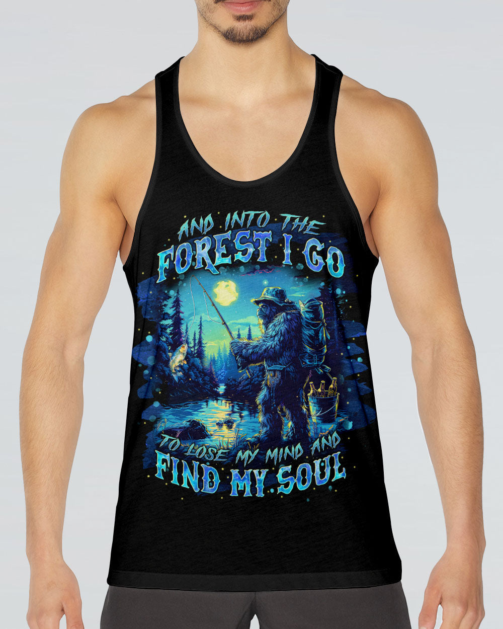 AND INTO THE FOREST I GO BIGFOOT FISHING ALL OVER PRINT - TLNT2102251