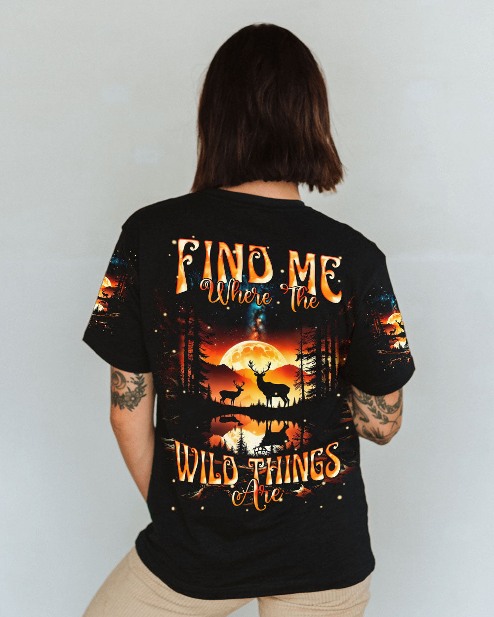 FIND ME WHERE THE WILD THINGS ARE DEER HUNTING NATURE ALL OVER PRINT  - TLNT2111241