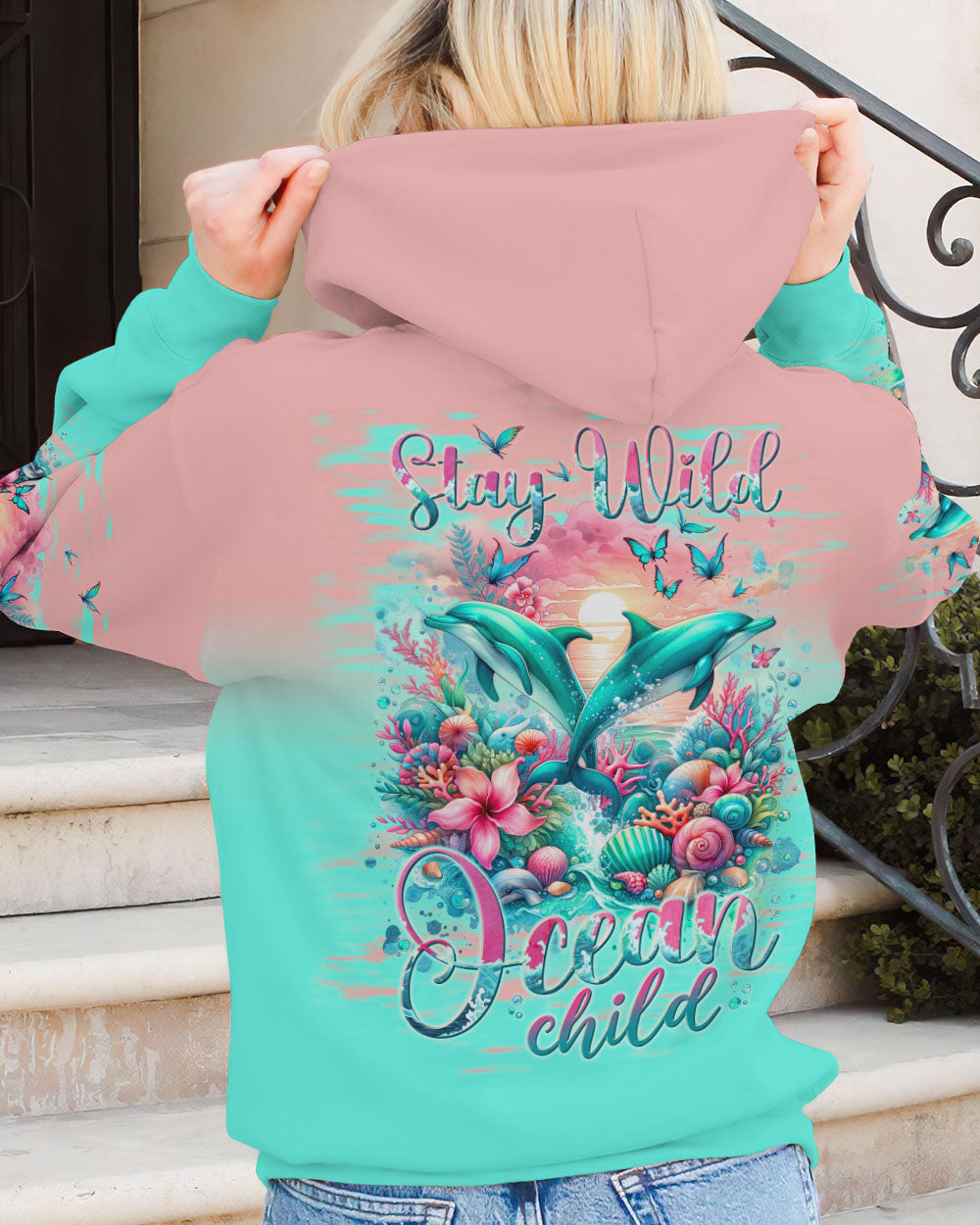 STAY WILD OCEAN CHILD DOLPHIN ALL OVER PRINT - TLNT2311231