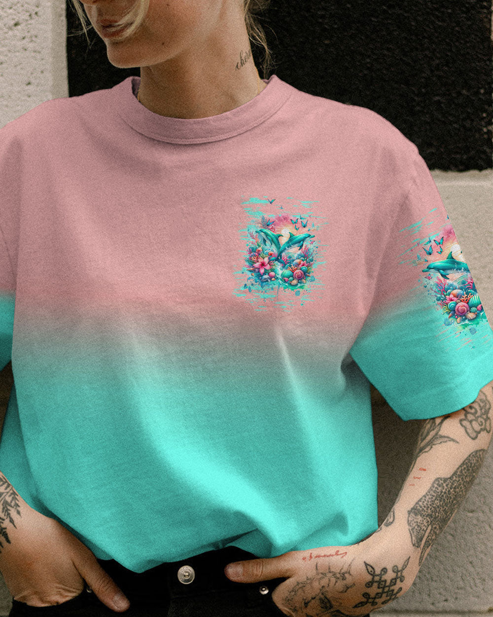 STAY WILD OCEAN CHILD DOLPHIN ALL OVER PRINT - TLNT2311231