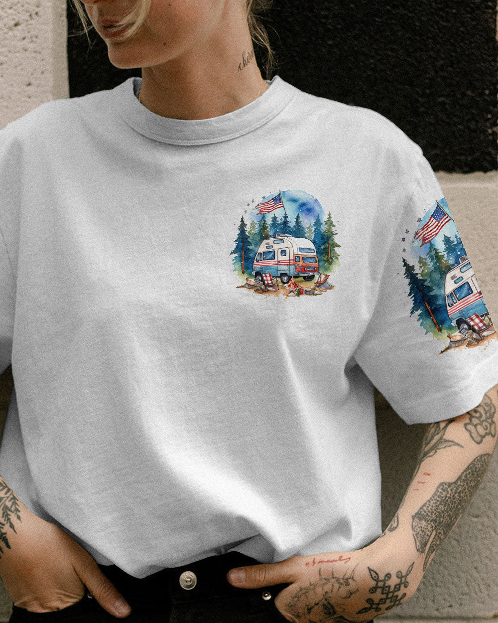 CAMPING UNDER STARS AND STRIPES ALL OVER PRINT - TLNZ1406231