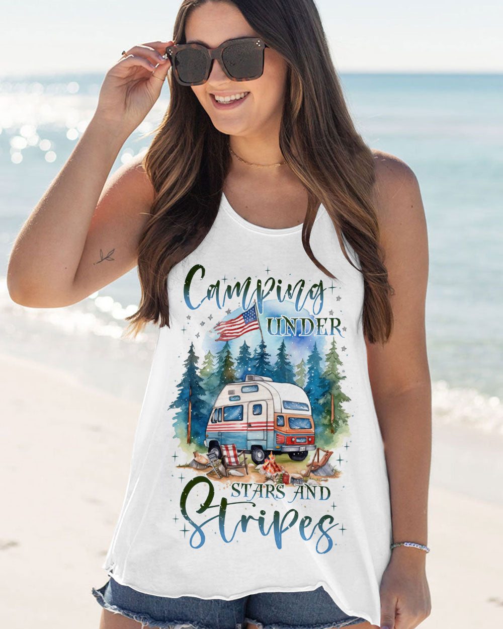 CAMPING UNDER STARS AND STRIPES ALL OVER PRINT - TLNZ1406231