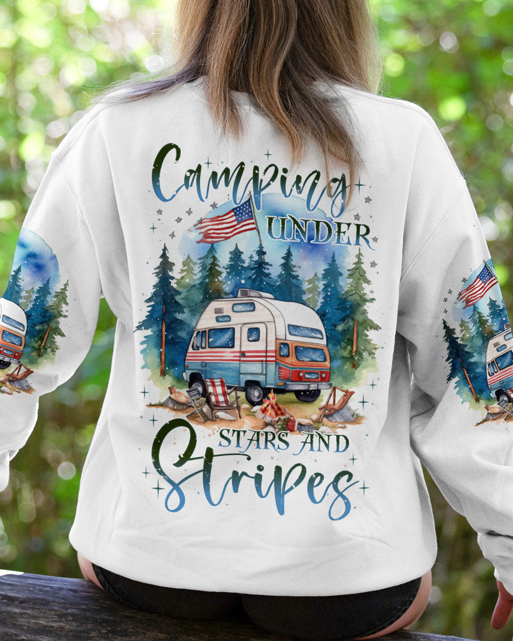 CAMPING UNDER STARS AND STRIPES ALL OVER PRINT - TLNZ1406231