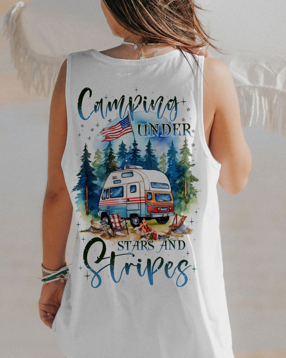 CAMPING UNDER STARS AND STRIPES ALL OVER PRINT - TLNZ1406231