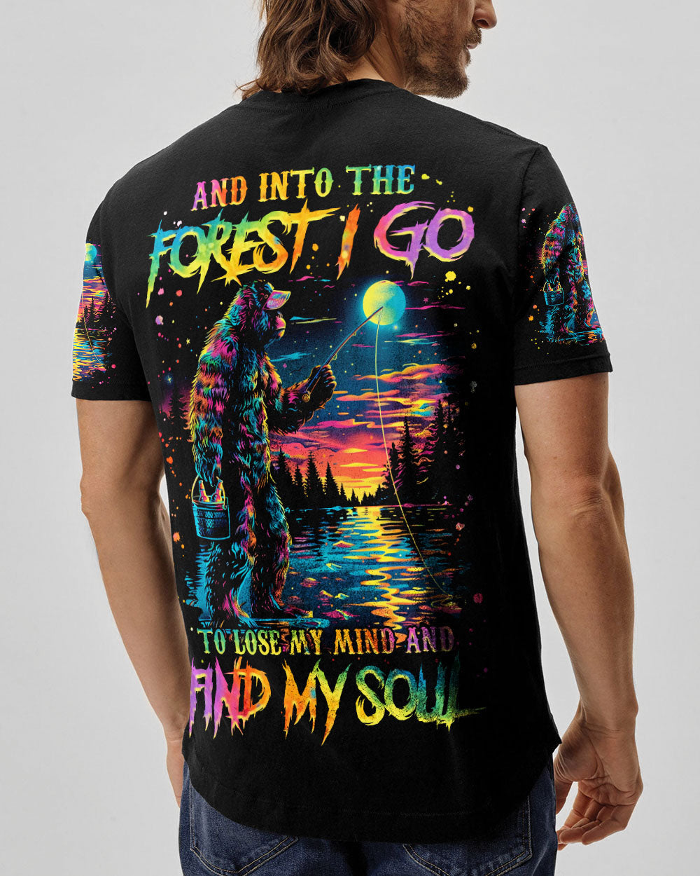 AND INTO THE FOREST I GO BIGFOOT FISHING ALL OVER PRINT - TLNZ1902254