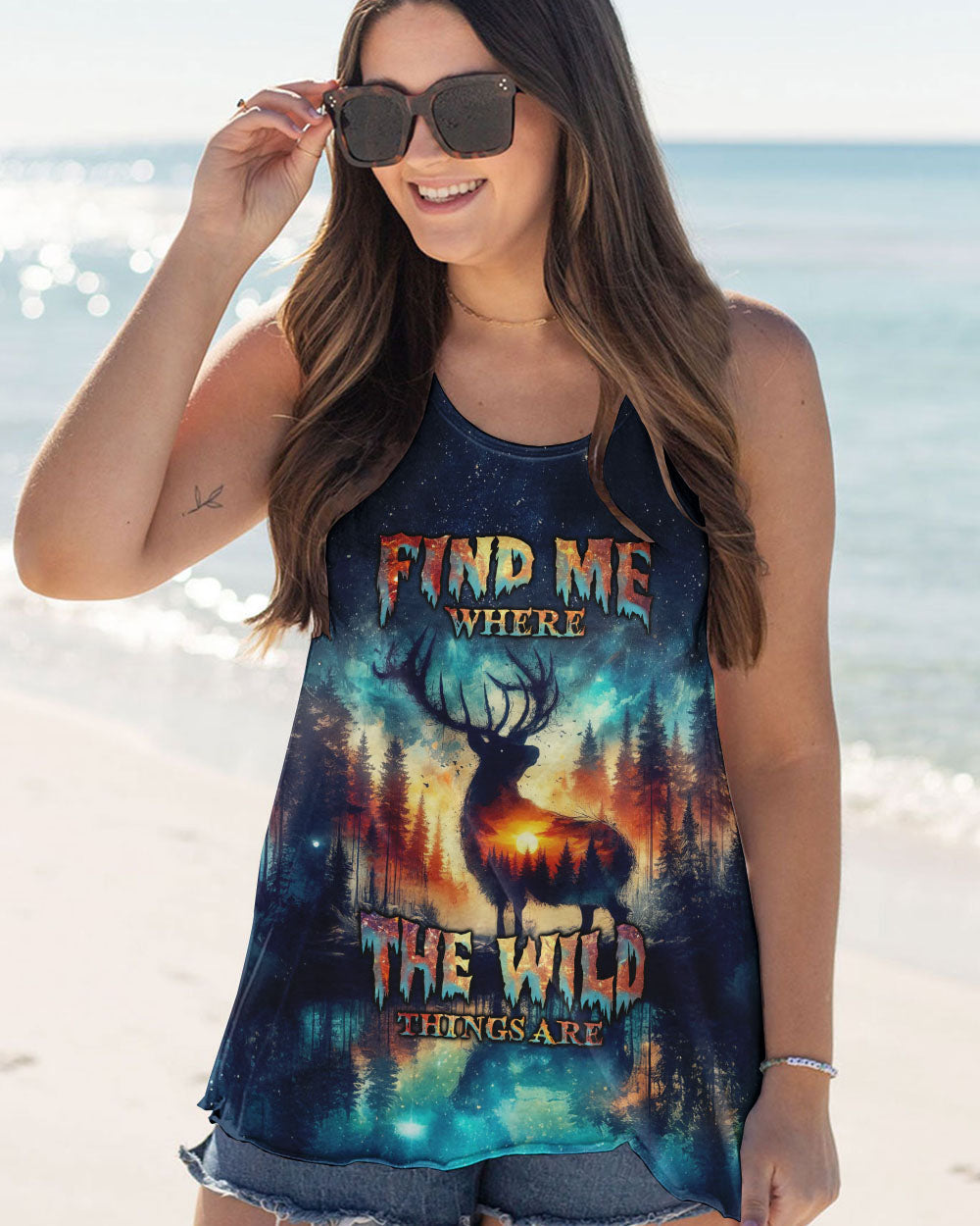 FIND ME WHERE THE WILD THINGS ARE DEER HUNTING NATURE ALL OVER PRINT  - TLNZ2311241