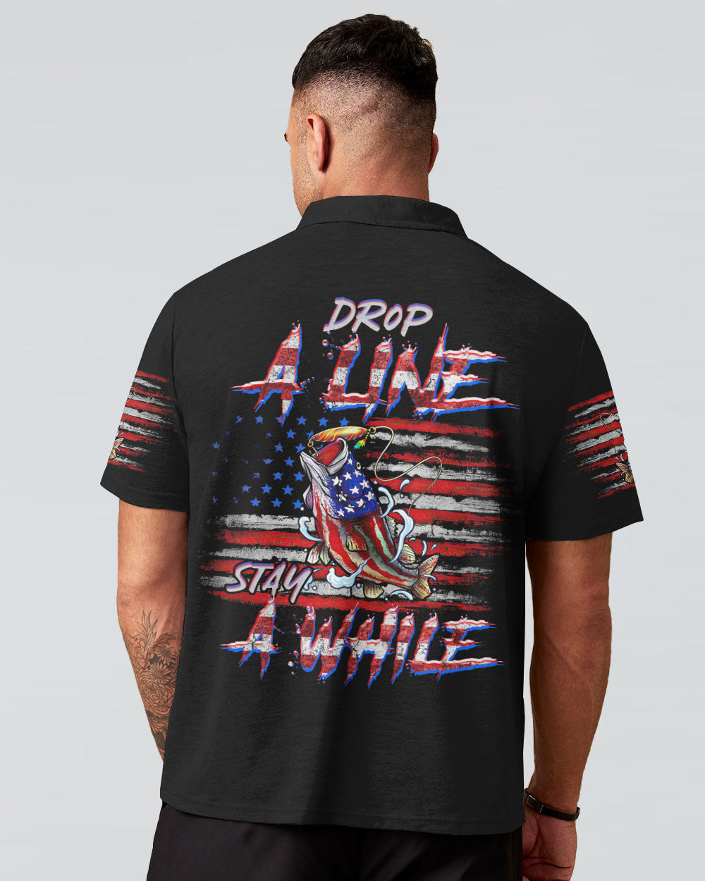 DROP A LINE STAY A WHILE FISHING FLAG ALL OVER PRINT - TLTR0407234