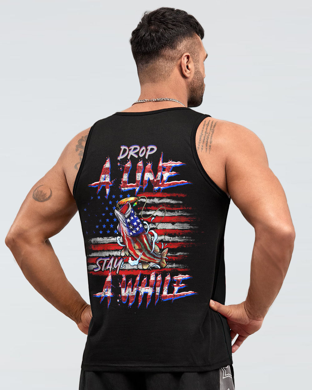 DROP A LINE STAY A WHILE FISHING FLAG ALL OVER PRINT - TLTR0407234