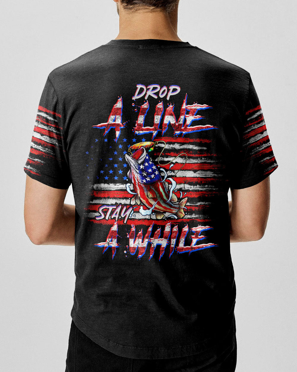 DROP A LINE STAY A WHILE FISHING FLAG ALL OVER PRINT - TLTR0407234