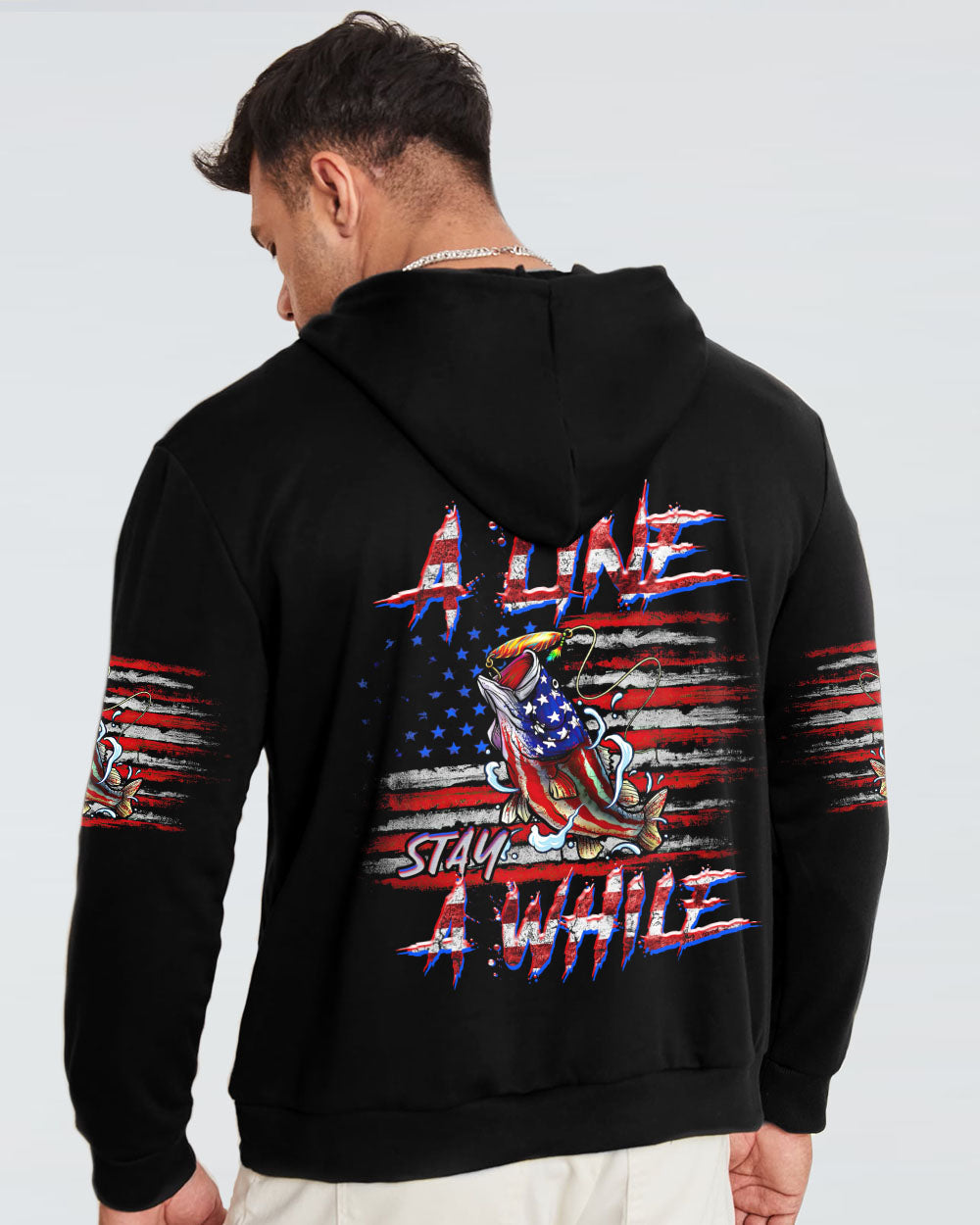 DROP A LINE STAY A WHILE FISHING FLAG ALL OVER PRINT - TLTR0407234