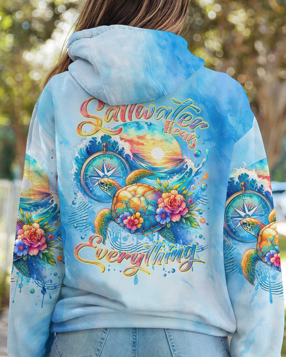 SALTWATER HEALS EVERYTHING COMPASS TURTLE ALL OVER PRINT - TLTR2911234