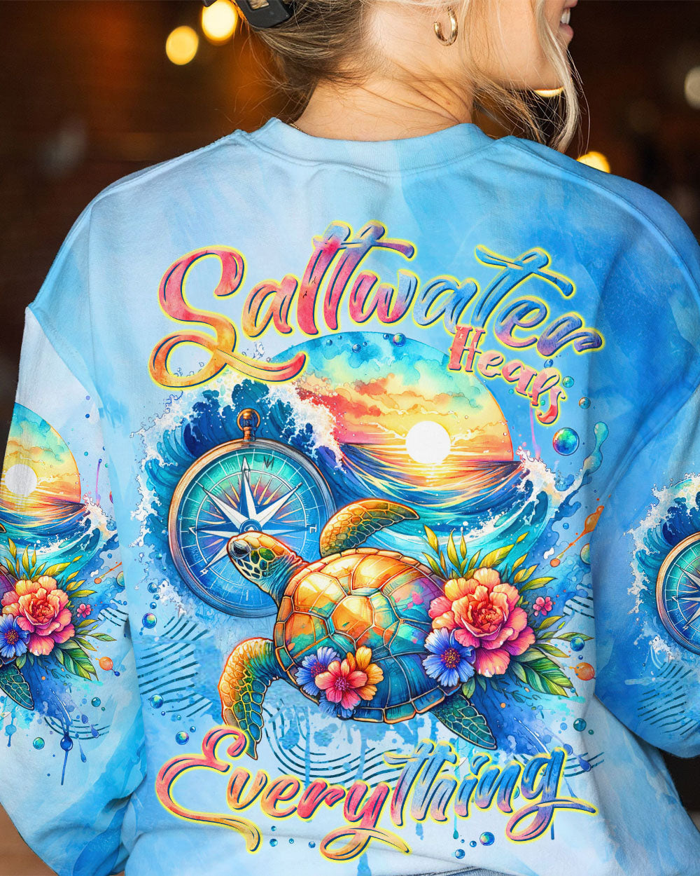 SALTWATER HEALS EVERYTHING COMPASS TURTLE ALL OVER PRINT - TLTR2911234