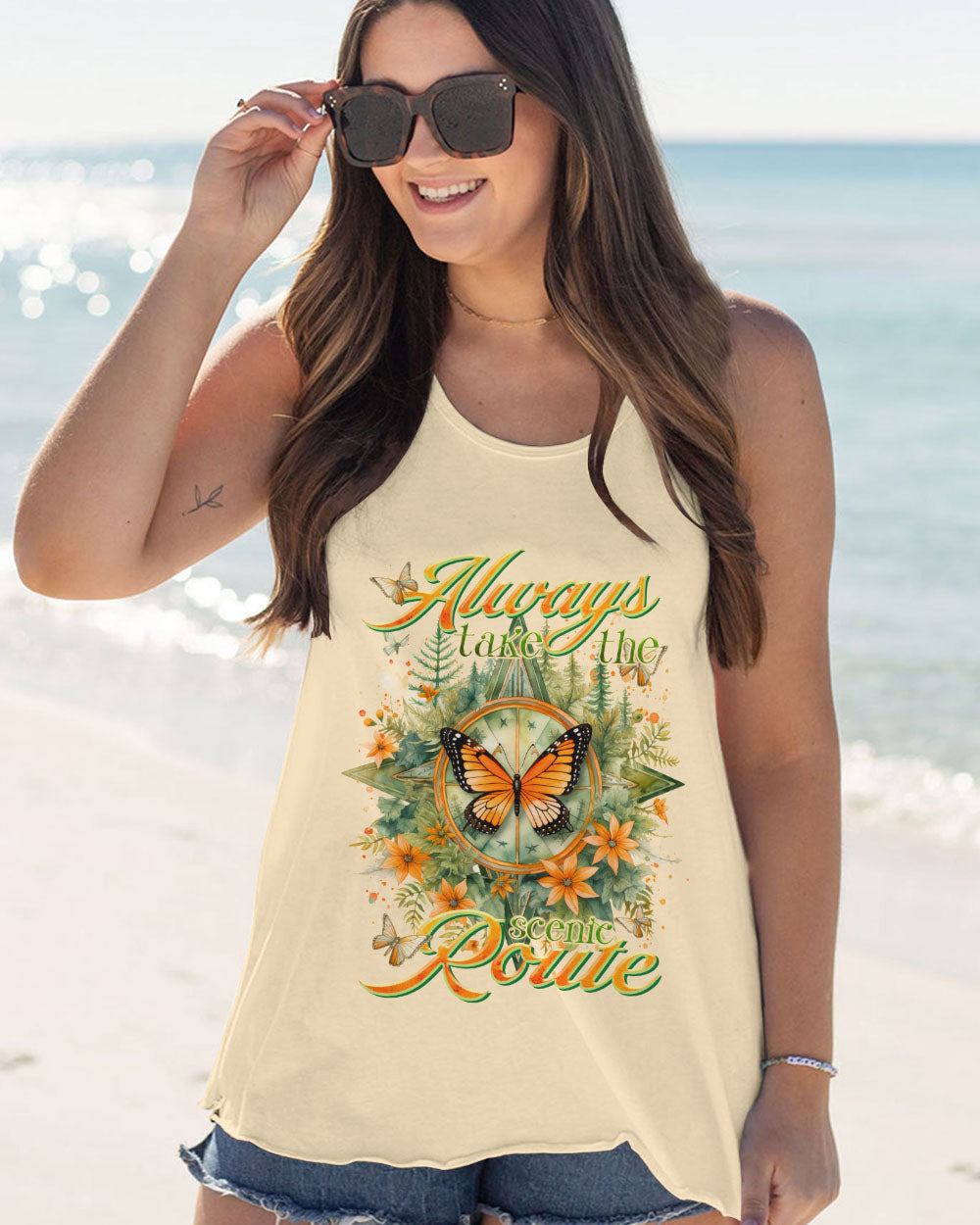 ALWAYS TAKE THE SCENIC ROUTE COMPASS ALL OVER PRINT - TLTR2912232