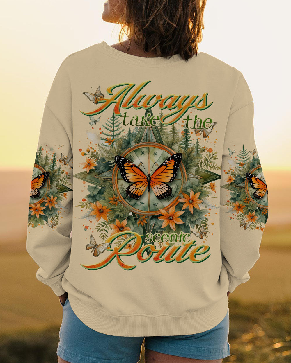 ALWAYS TAKE THE SCENIC ROUTE COMPASS ALL OVER PRINT - TLTR2912232