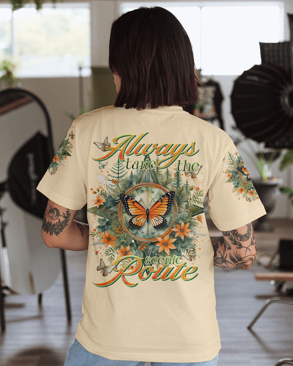 ALWAYS TAKE THE SCENIC ROUTE COMPASS ALL OVER PRINT - TLTR2912232