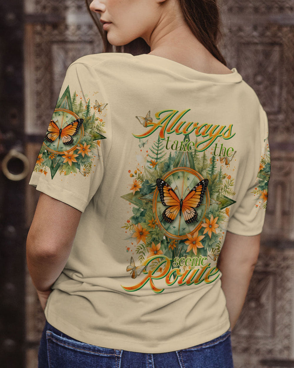 ALWAYS TAKE THE SCENIC ROUTE COMPASS ALL OVER PRINT - TLTR2912232