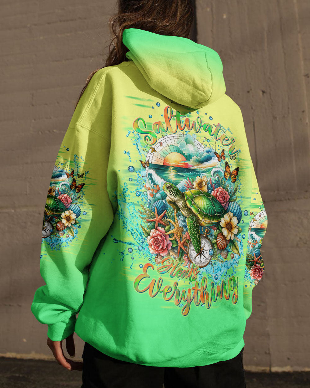 SALTWATER HEALS EVERYTHING COMPASS TURTLE ALL OVER PRINT - TLTW0612234