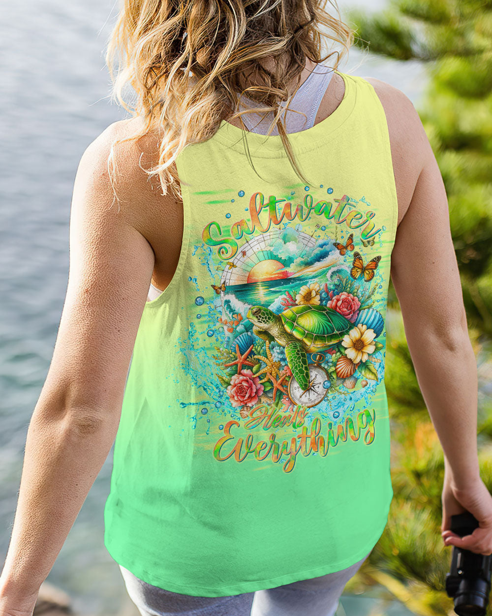 SALTWATER HEALS EVERYTHING COMPASS TURTLE ALL OVER PRINT - TLTW0612234